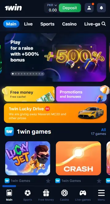 1win app interface