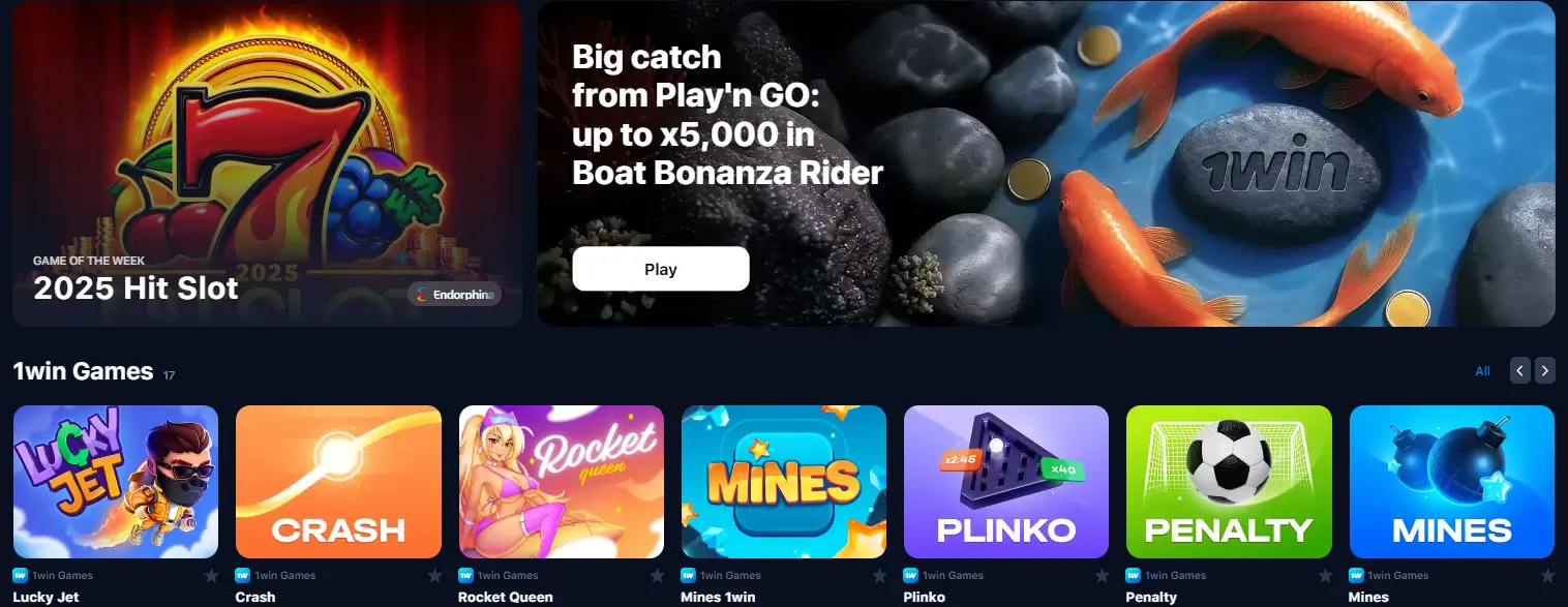 1win casino games collection